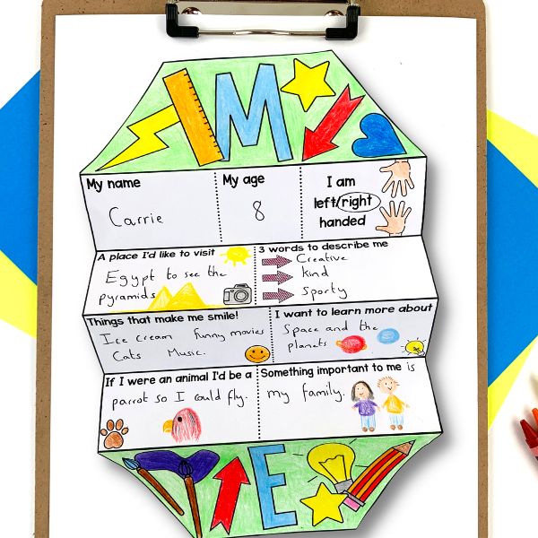 All about me foldable activity for back to school.