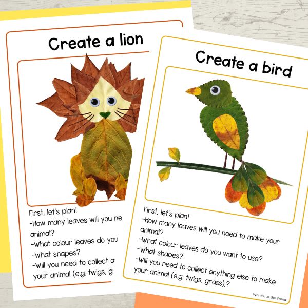 Free PDF download leaf animal craft sheets